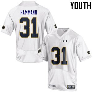Notre Dame Fighting Irish Youth Grant Hammann #31 White Under Armour Authentic Stitched College NCAA Football Jersey WVP8699OE